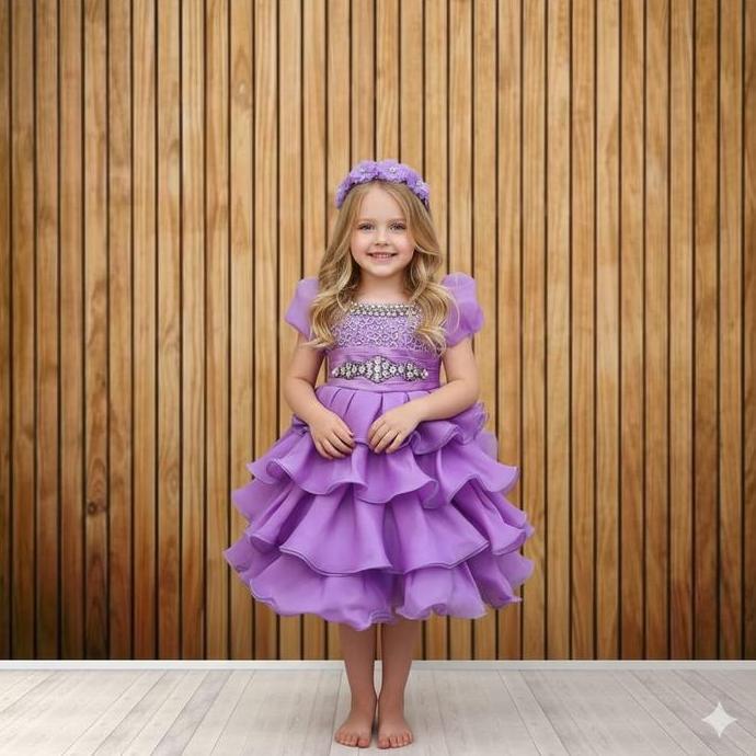 Dress Pesta Anak Perempuan Qs81 Baju Pesta Anak Perempuan Gaun Pesta Anak Warna Ungu Cantik Dan Eleg