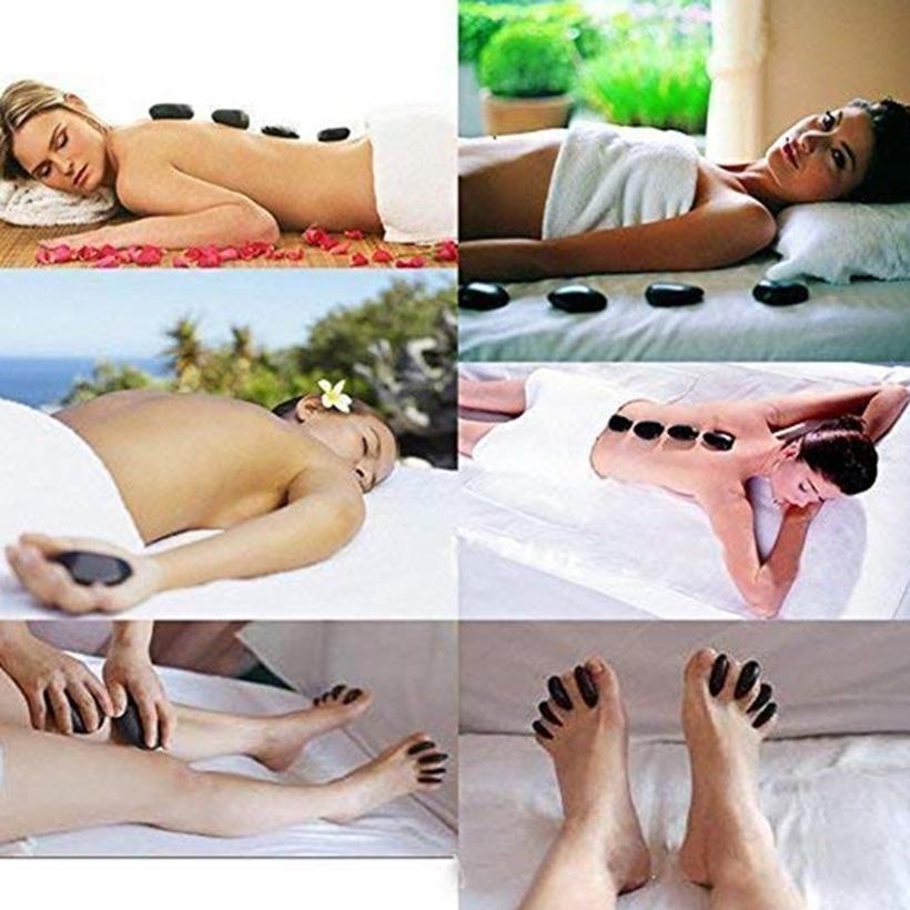 HOT DEALS 16PCS/SET BODY MASSAGE STONES MASSAGE STONE SET HOT STONE WITH HEATER BOX