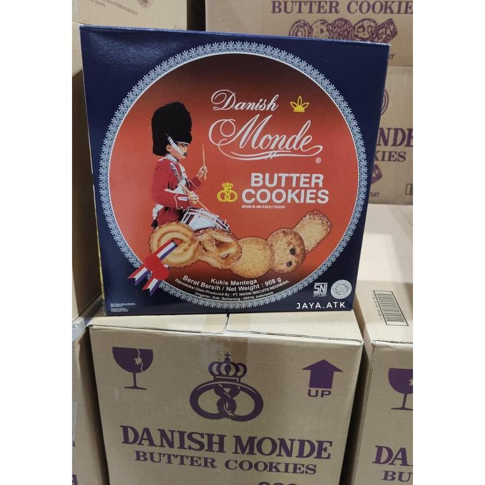 BISKUIT KALENG MONDE BUTTER COOKIES 908 GR BLUE SHELL BESAR ARG