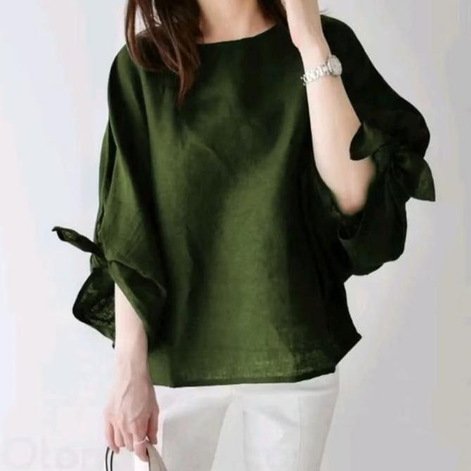 Blouse Baju Atasan Wanita Kerja style korea Baju Natal Baju imlek Merah - L HT