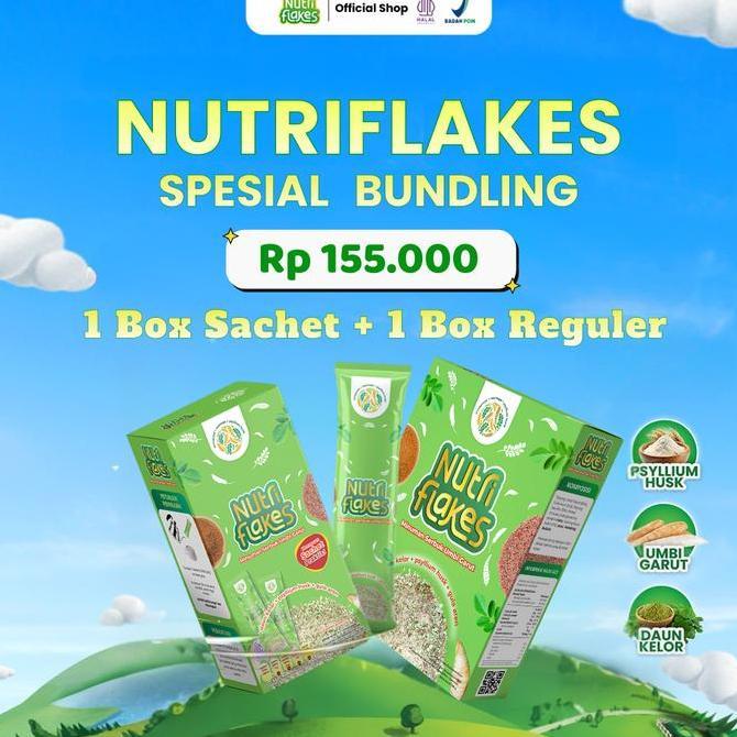 Eatstraight- Bundling Nutriflakes Box & Sachet | Nutriflakes Sereal Umbi Garut Membantu Lambung Lebi