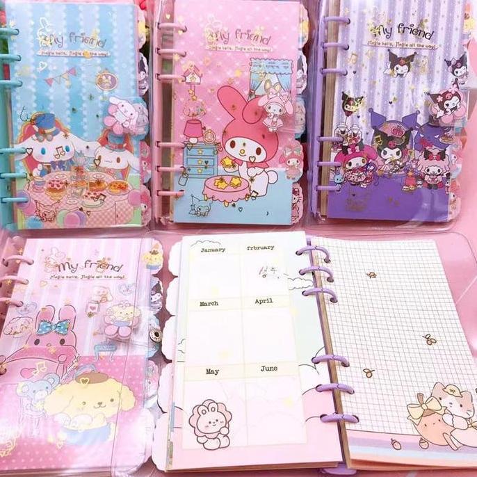 Diary A6 Binder 6 Lubang Diary Korea Jurnal Capybara Kuromi Melody Kartun