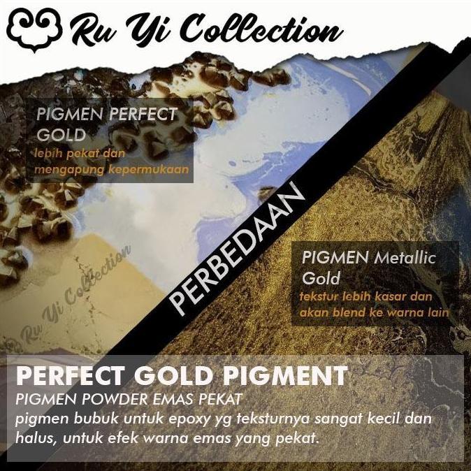 Oritatami- Pigmen Bubuk Perfect Gold Dan Silver Dengan Butiran Super Halus Untuk Resin Epoxy