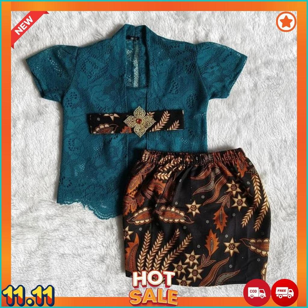 Setelan Kebaya Brokat Anak 1-9Tahun Free Belt&Bros [L7]
