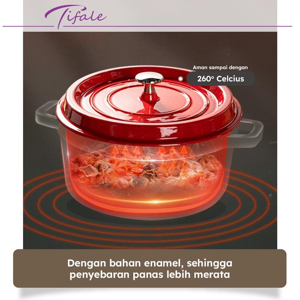 DISKON TIFALE ENAMEL CAST IRON 24CM PANCI ENAMEL BESI COR PANAS MERATA ANTI LENGKET PANCI MPASI
