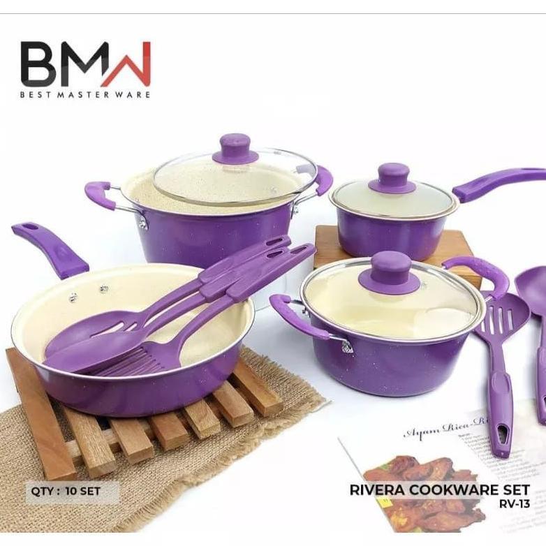 DISKON PANCI SET 13PCS RIVERA TEFLON ANTI LENGKET, TUTUP KACA, COOKWARE SET (BMW)