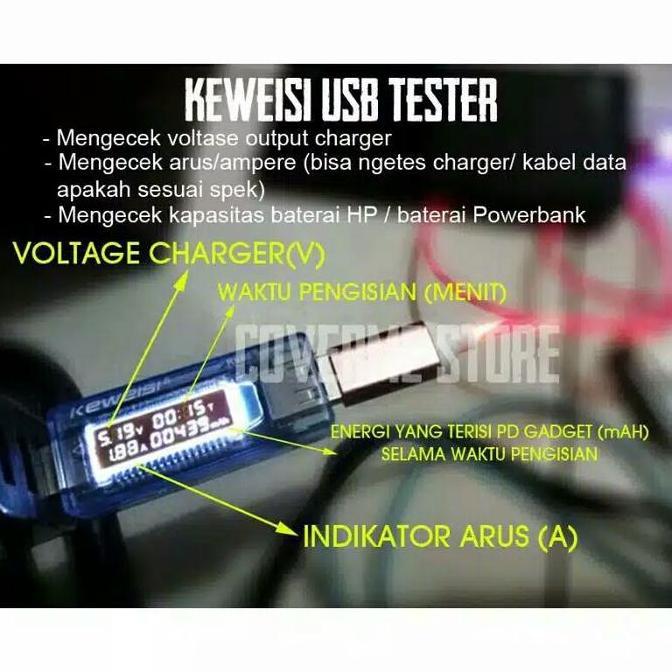 Keweisi Powerbank Tester Ukur Voltage Current Capacity USB Doctor LCD murah