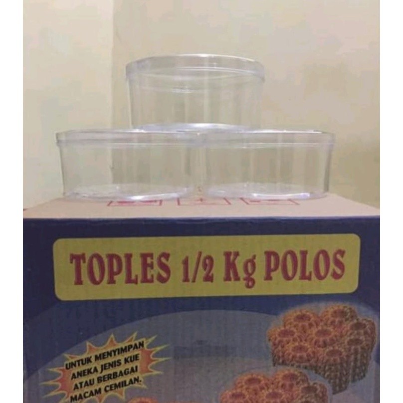 Toples Kue Kering 500Gr Bulat Datar / Toples Plastik Nastar 500Gr