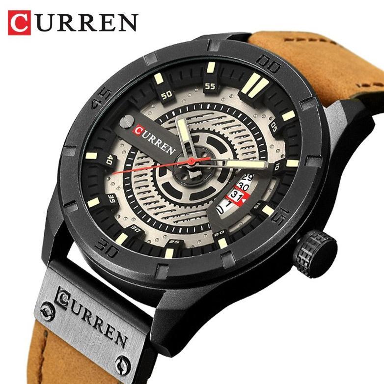 OFFICIAL CURREN 8301 Jam Tangan Pria Analog Tali Kulit Chronograph Aktif CURRENOS