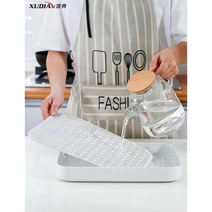 Nampan/Draining Board Tatakan Gelas dan Alat Makan alas cuci walnut tahan lama random piring LA