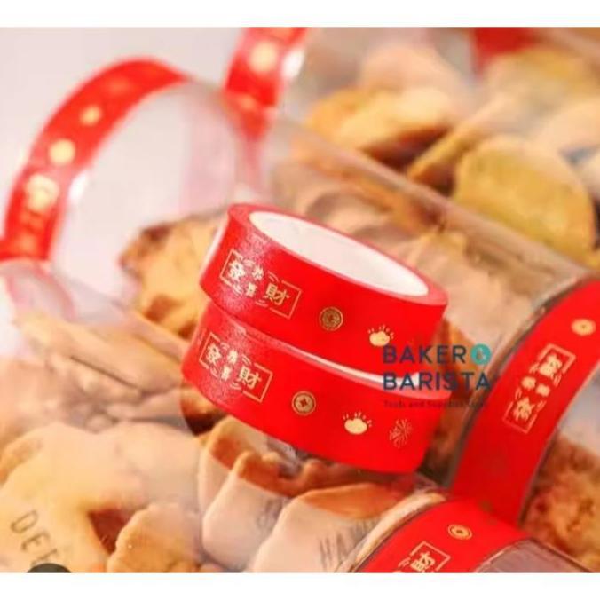 *****] Selotip Washi Tape Toples Imlek 1 Roll (10 M) Isolasi Toples Christmas Toples Kue Kering Cook