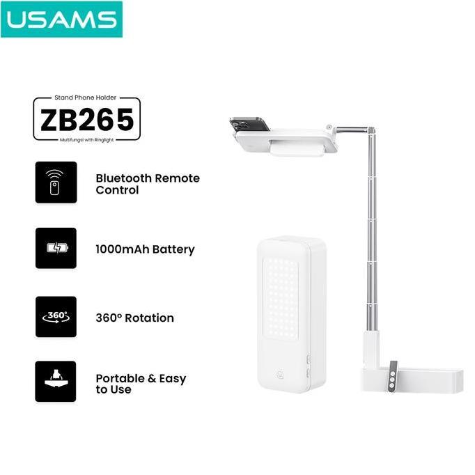 USAMS ZB265 Stand Phone Holder Multifungsi Folding Live Show Ringlight