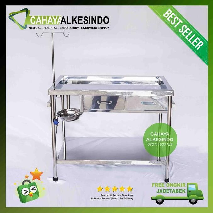 Grosir Meja Periksa Hewan + Laci Stainless | Operasi Binatang 100X60X80Cm