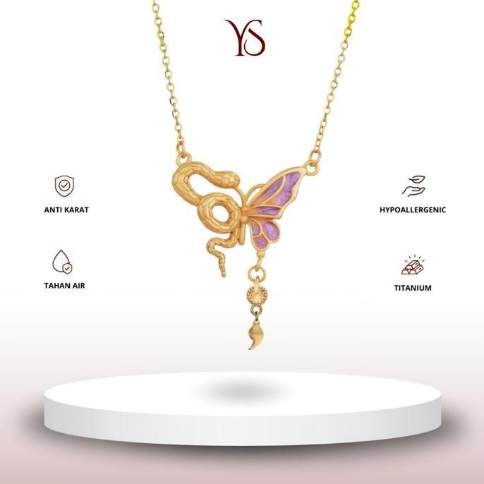 Schmiewen- Ys - Medusa Butterfly Semicolon Necklace Kalung Titanium Anti Karat