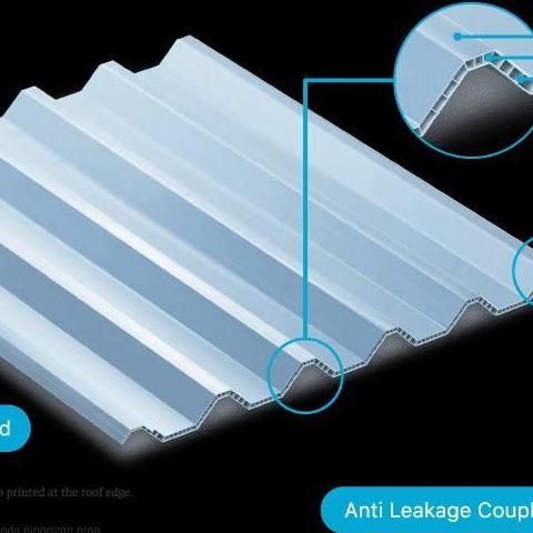 ATAP UPVC TWINWALL DOUBLE LAYER ALDERON PUTIH/BIRU/SEMI TRANSPARAN 830