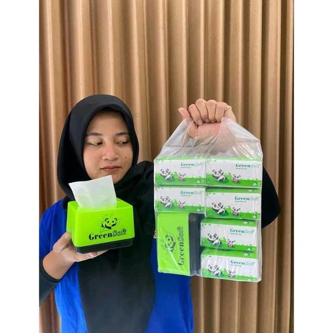 [PACK 6PCS + FREE BOX] TISU GREENSOFT POPUP 130 SHEETS + BOX FACIAL TISSUE POP UP 130s GREEN SOFT ME