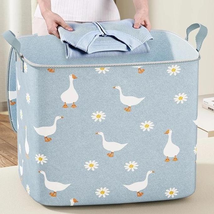 IBUMILLENIAL Storage Box Organizer Container Selimut Keranjang Pakaian Dengan Tutup Resleting Serbag