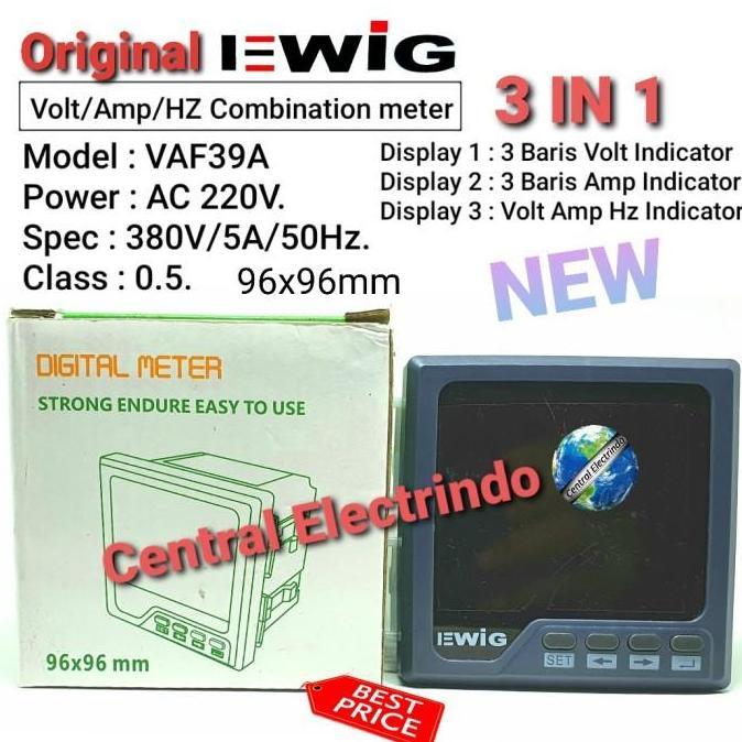 HARGA TERBAIK - Digital Multi Meter New Volt Amp HZ VAF39A 96 X96mm EWIG.