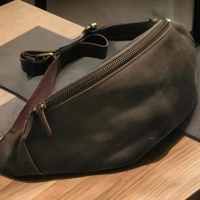 Gabrim- Cedro Leather Tas Kulit Asli Waistbag Wb02 Resleting Ykk Original