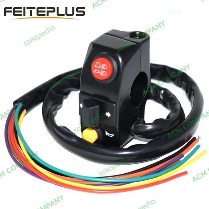 Saklar kiri Domino 3 fungsi + dudukan spion Bahan besi Domino