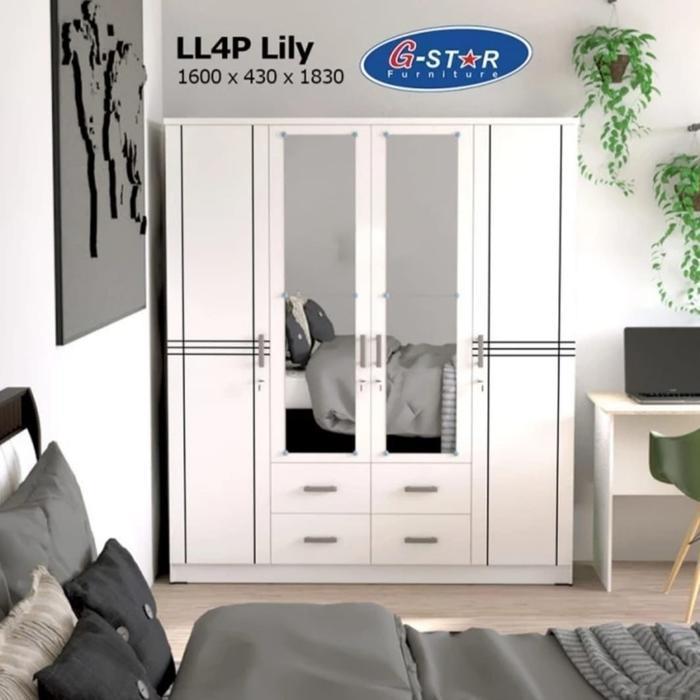Lemari Pakaian Lemari Baju Lemari 4 Pintu Lemari gantungan Full gamis