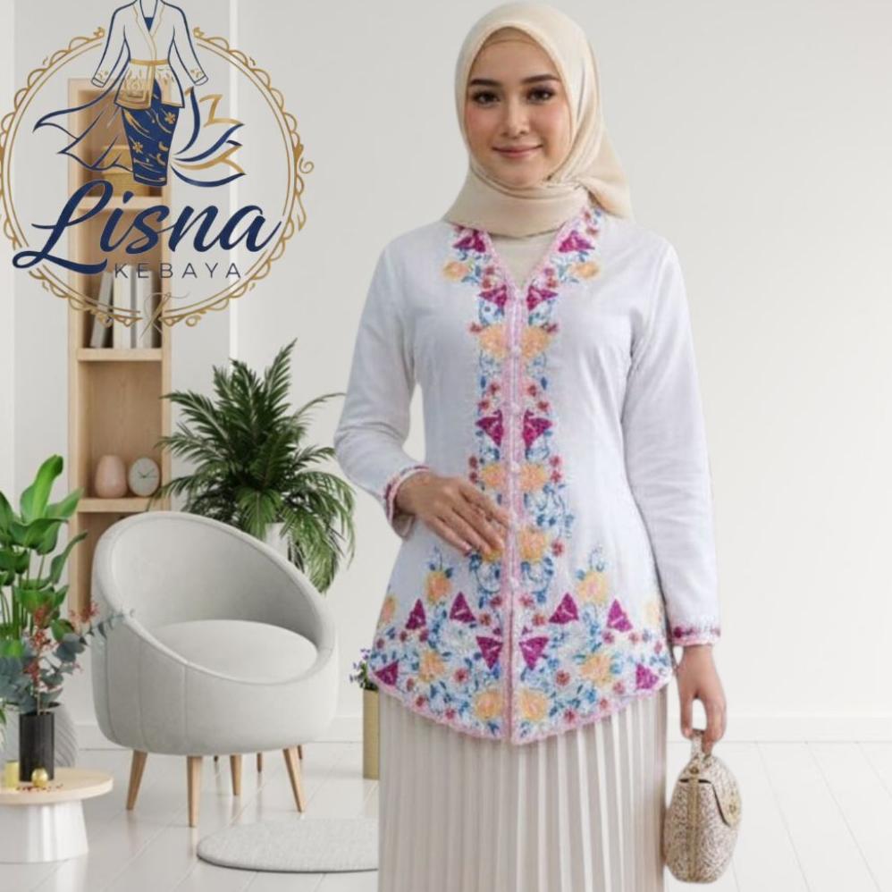 Kebaya Encim Jumbo Ld140 Bordir Warna Lengan Panjang Katun Toyobo