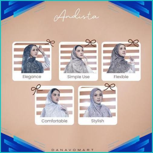 Andista - Mauve Hijab Motif Pashmina Turki Premium Bahan Voal Anti Kusut