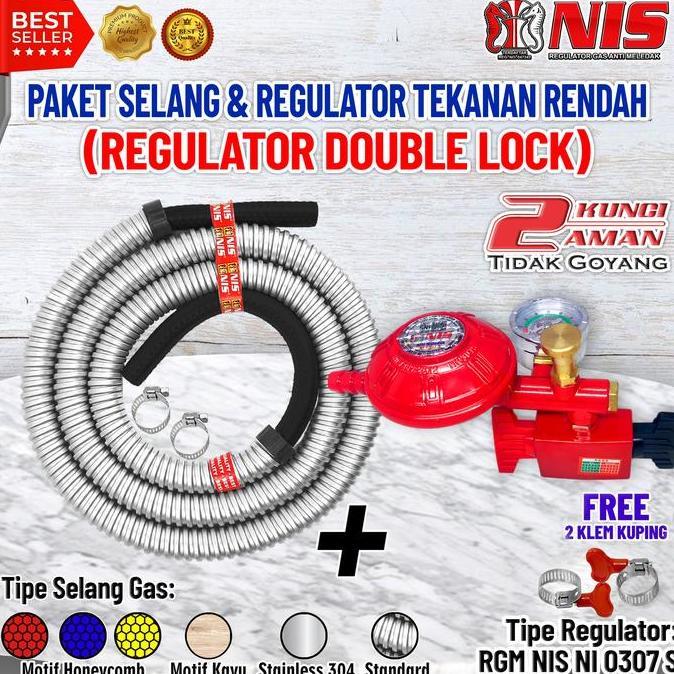 PROMO DISKON - Nis Paket Selang Gas + Regulator Kompor Gas Robot (NI 0307 S)