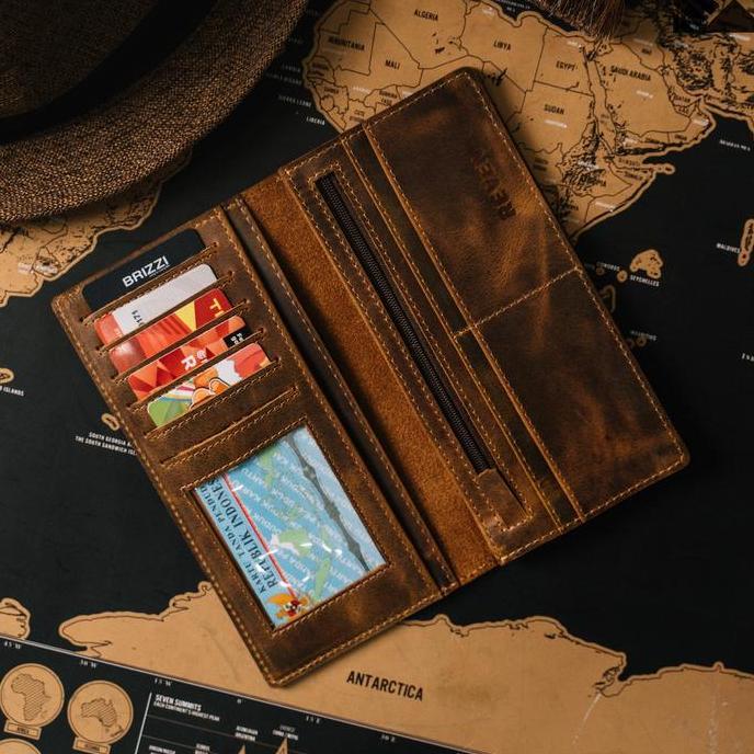 Gabrim- Reven Prabu Dompet Panjang Pria Keren Kali Kulit Sapi Crazy Horse Leather Bisnis Kerja Trave