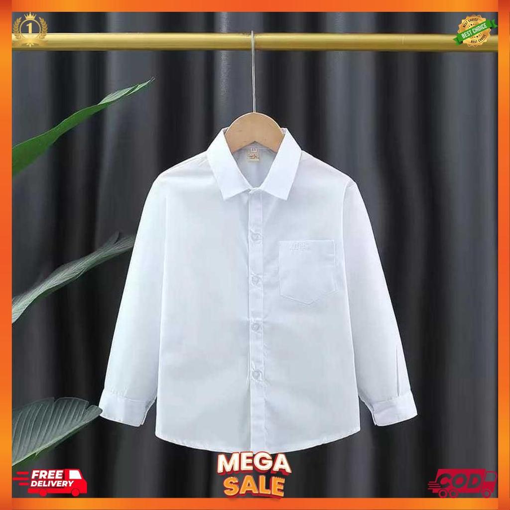 Kemeja Anak Laki Laki Lengan Panjang Usia 4-12 Tahun Putih Polos Hem Anak Laki Laki Baju Anak [L9]