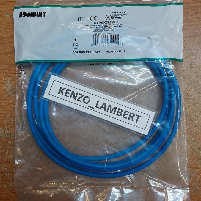 TERBARU - PATCH CORD PANDUIT CAT 6A STP LSZH 10GB 3 METER STP6X3MBU STP PANDUIT