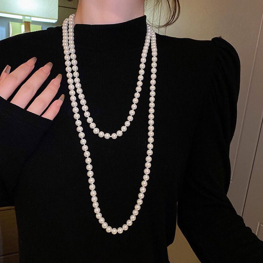 Sale 150Cm Kalung Mutiara Putih Panjang Wanita Sequinn Pesta Aksesoris Flapper Great Gatsby | Kalung