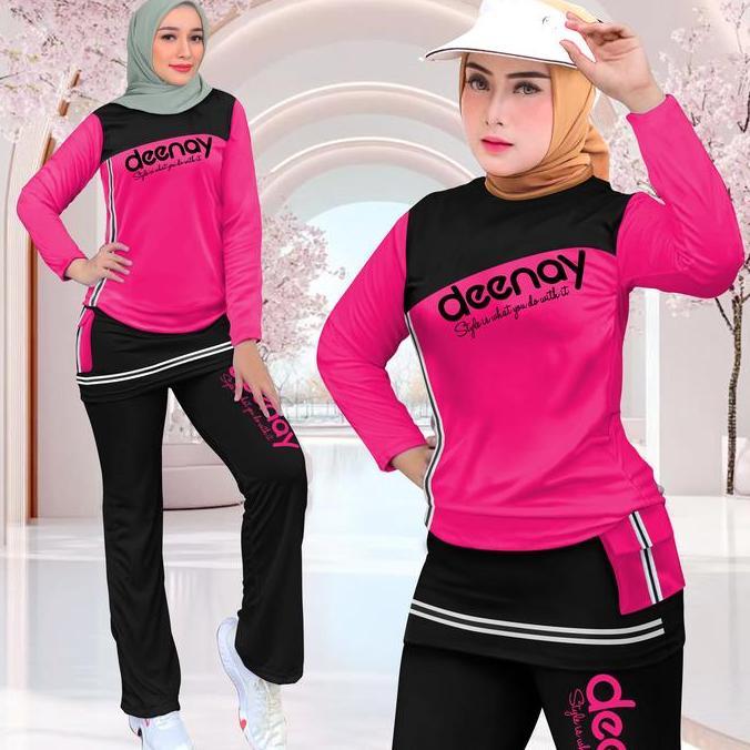 Setelan Olahraga Wanita Kombinasi Rok Celana Cargo Sporty Deenay Set Training Viral Oneset Joging Ru
