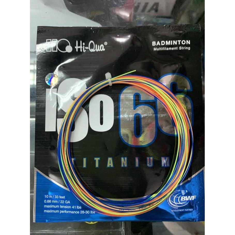 Senar Badminton New Hiqua Iso 66 Titanium Rainbow Original