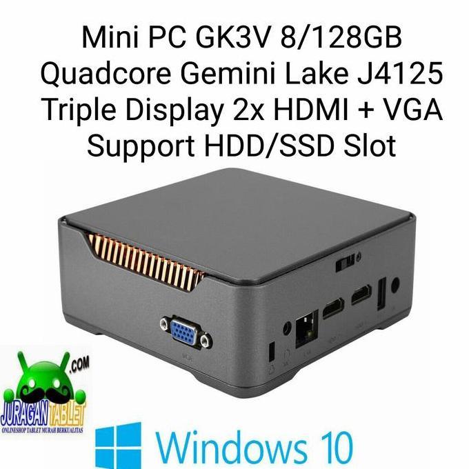Mini Pc Gk3V 8+128Gb Ssd J4125 Triple Display Hdmi Vga Windows 10 Pro
