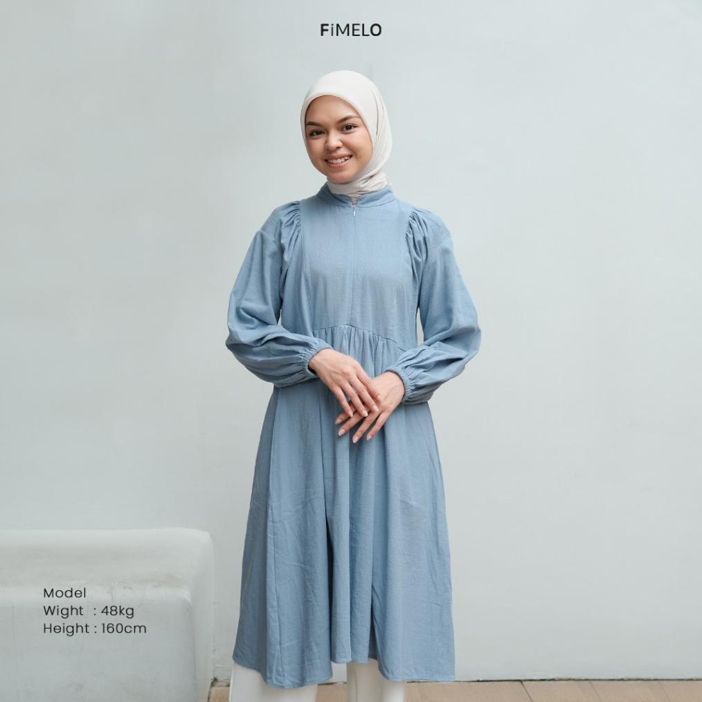 STOK TERBATAS Fimelo Risya Tunik (Tunik Wanita Polos Lengan Panjang)