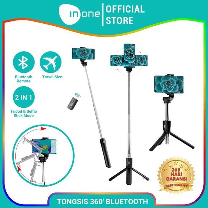 INONE Tongsis Selfie Stick Remote Bluetooth Stand Holder 360 Derajat