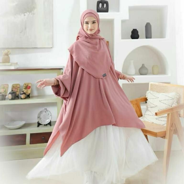 TERLARIS DELISHA KAFTAN TUNIK | long tunik bhn Crincle size jumbo Ld 140 bumil busui