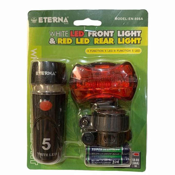 Bikes En-808A Lampu Sepeda Set Depan + Belakang White Led Front Light