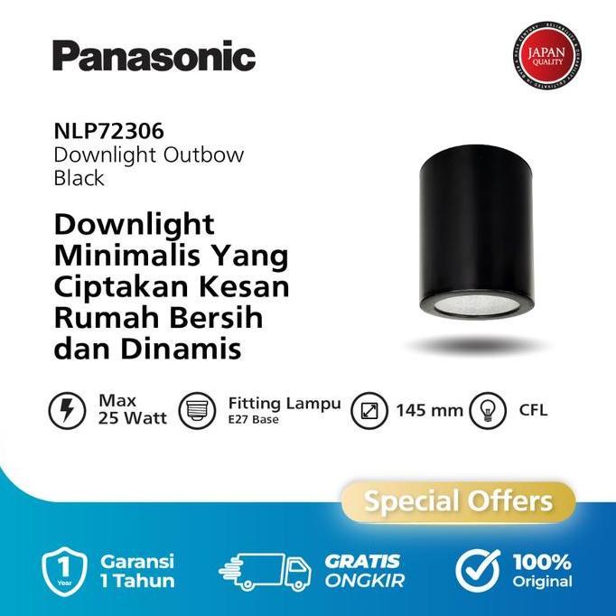 Grosir Panasonic Lampu Downlight Outbow Hitam Silver Frosted