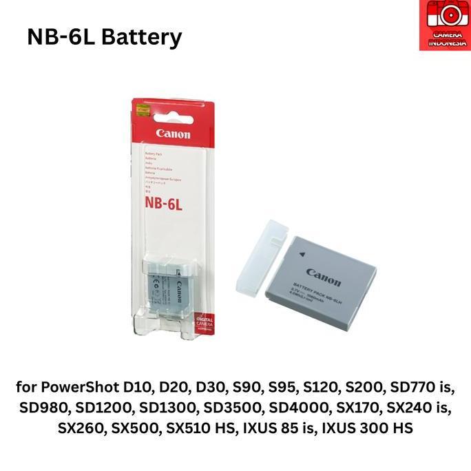 BEBAS ONGKIR - Baterai NB-6L Kamera Canon PowerShot D10, D20, D30, S90, S95, S120, S200, SD770 is, S