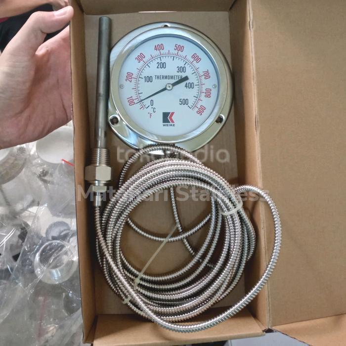 Termometer Kapiler Capillary Flexible Stainless 6 " inchi 500 C