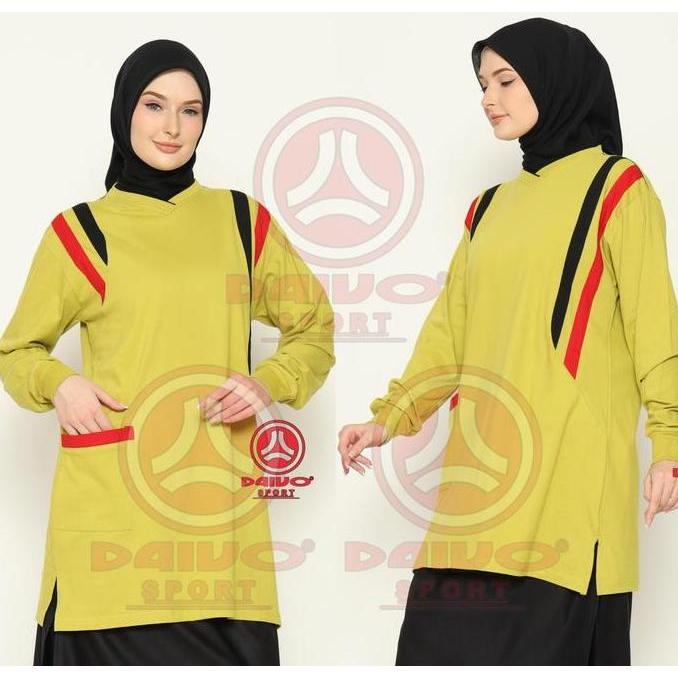 Baju olahraga tunik muslimah lengan panjang - Daivo Sport Wanita Celana Kaos Hitam