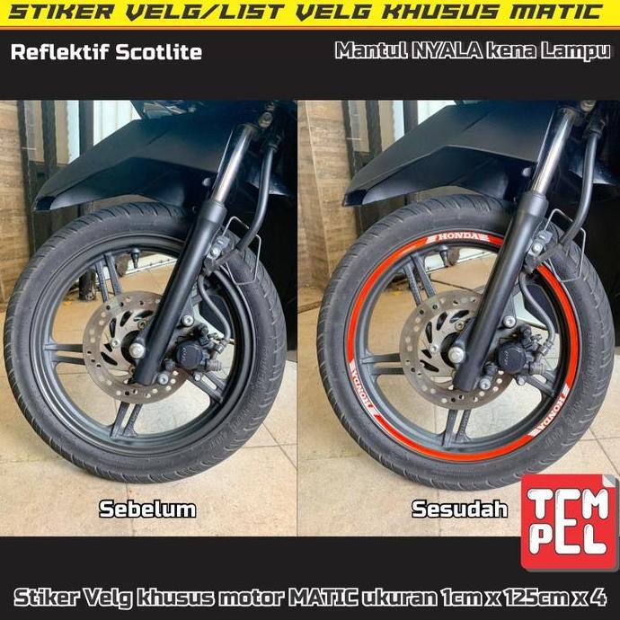 STIKER VELG/LIST VELG khusus MOTOR MATIC Reflektif/Nyala Kena Lampu
