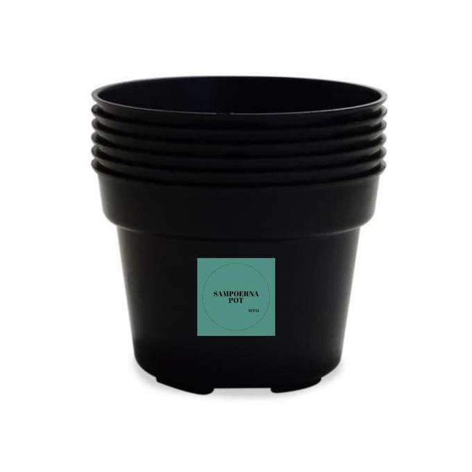 pot bunga tanaman plastik hitam 30cm