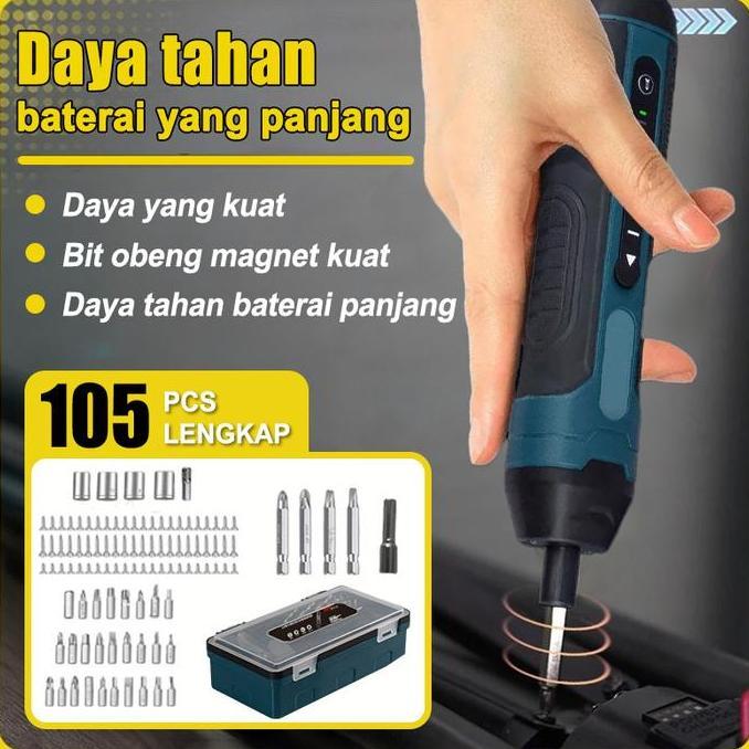 Obeng Listrik Tanpa Kabel (Obeng Bor) - Dilengkapi Lampu LED, Multifungsi untuk Perbaikan Industri d
