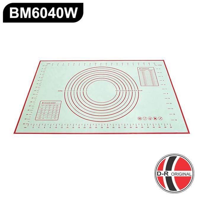 BM6040W Alas Adonan Baking / Silicone Baking Mat 60x40cm Putih Merah