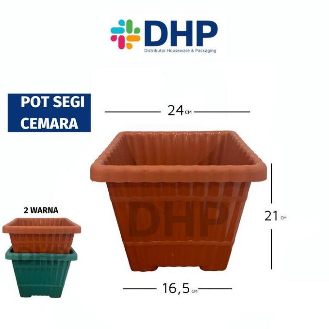 Pot SEGI CEMARA (24cm) Kotak Tanaman Bunga Hias Besar Kembang Plastik