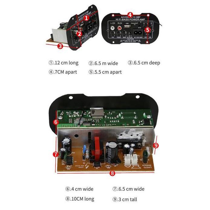 (Redy Stok, COD) 5 Inci 12V 24V 220V Amplifier Ampli Mini Board Audio Bluetooth USB FM Radio TF Play