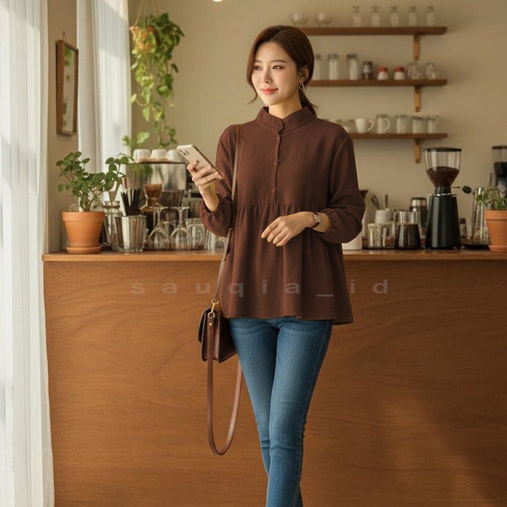 Produk Terlaris Arina Blouse Katun Rayon Crinkle / Blouse Muslim Wanita